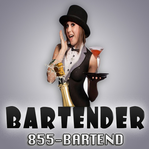 Bartender girl with 1-855-BARTEND