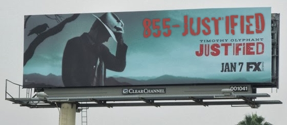 Justified show billboard using 1-855-JUSTIFIED