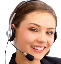 Woman smiling with phone headset on