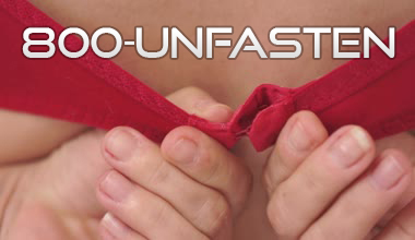 Girl using 1-800-UNFASTEN to unfasten a red bra