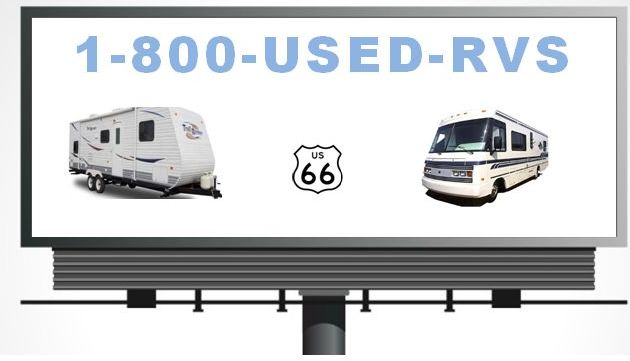 Billboard with campers using 1-800-USED-RVS
