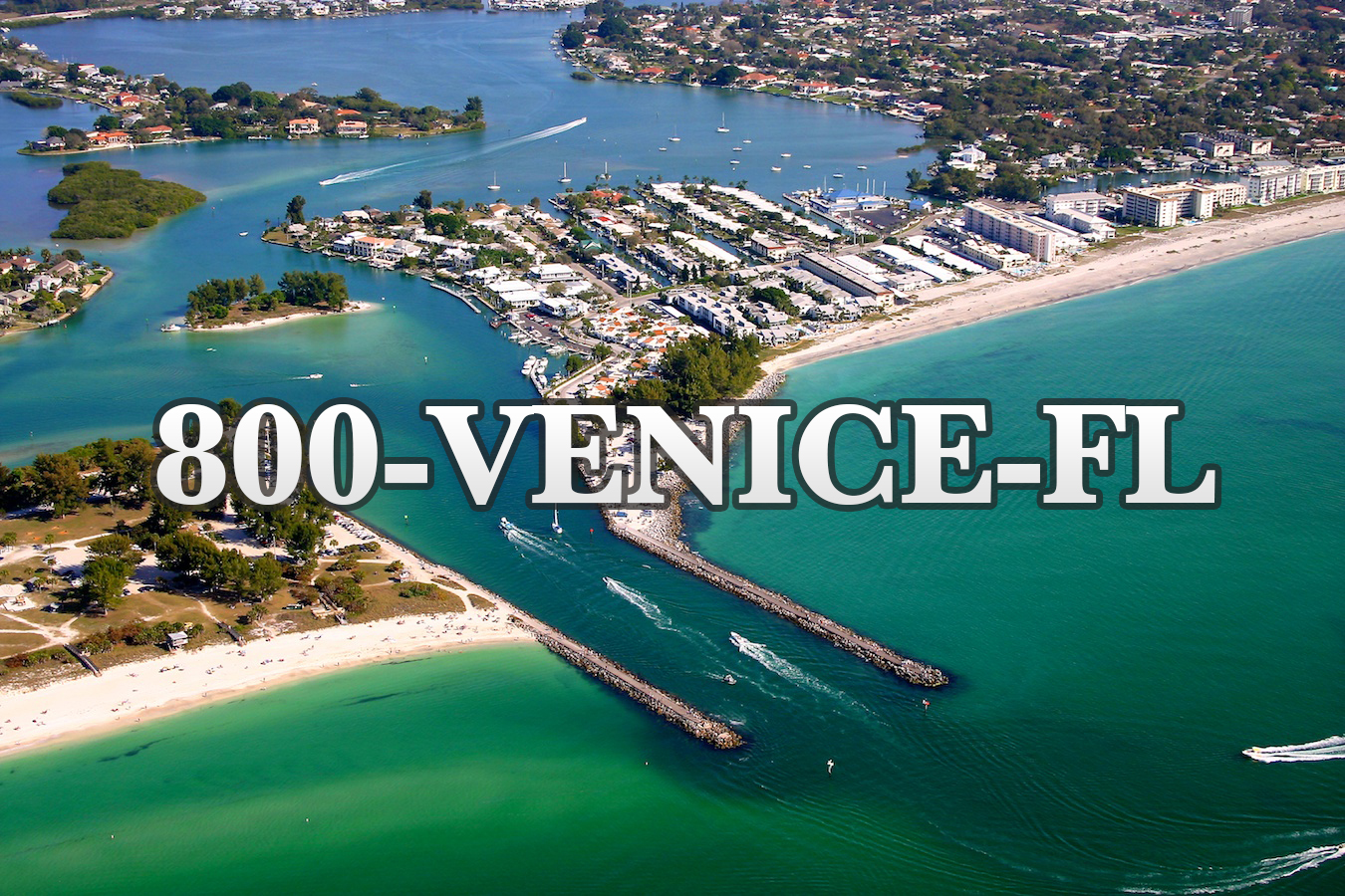 Venice Florida Jetty aerial view using 1-800-VENICE-FL
