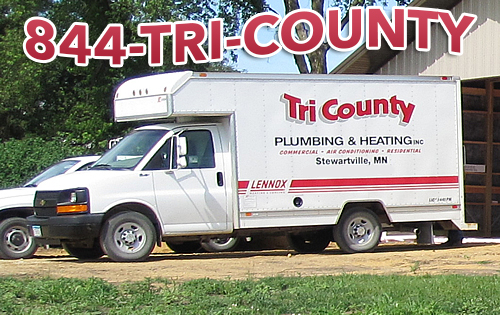 Tri-County Plumbing and Heating truck using 1-844-TRI-COUNTY