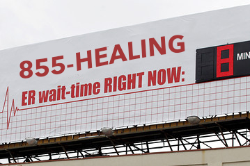 ER Wait Time billboard using 1-855-HEALING