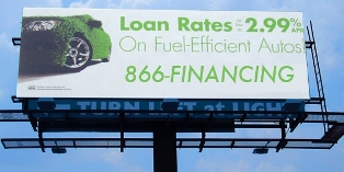 Car loan billboard using 866-FINANCING
