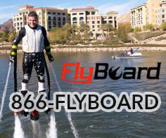 Man on the water using a Flyboard and 1-866-FLYBOARD