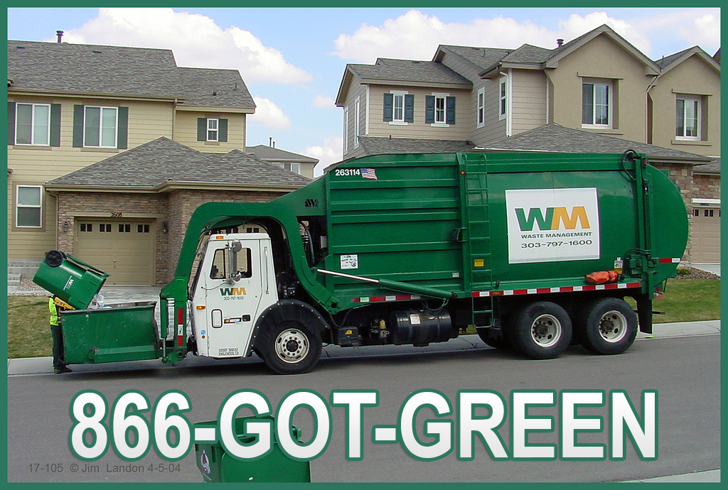 Waste Management trash truck using 1-866-GOT-GREEN