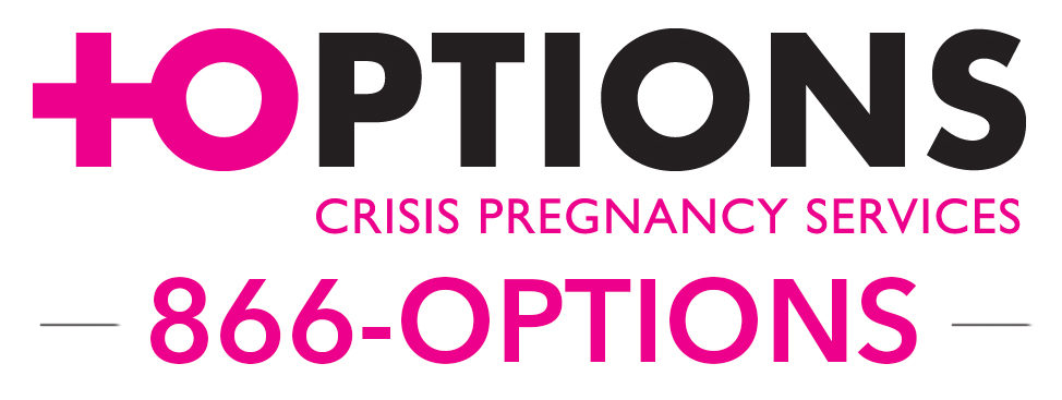 Options Pregnancy Crisis logo using 1-866-OPTIONS