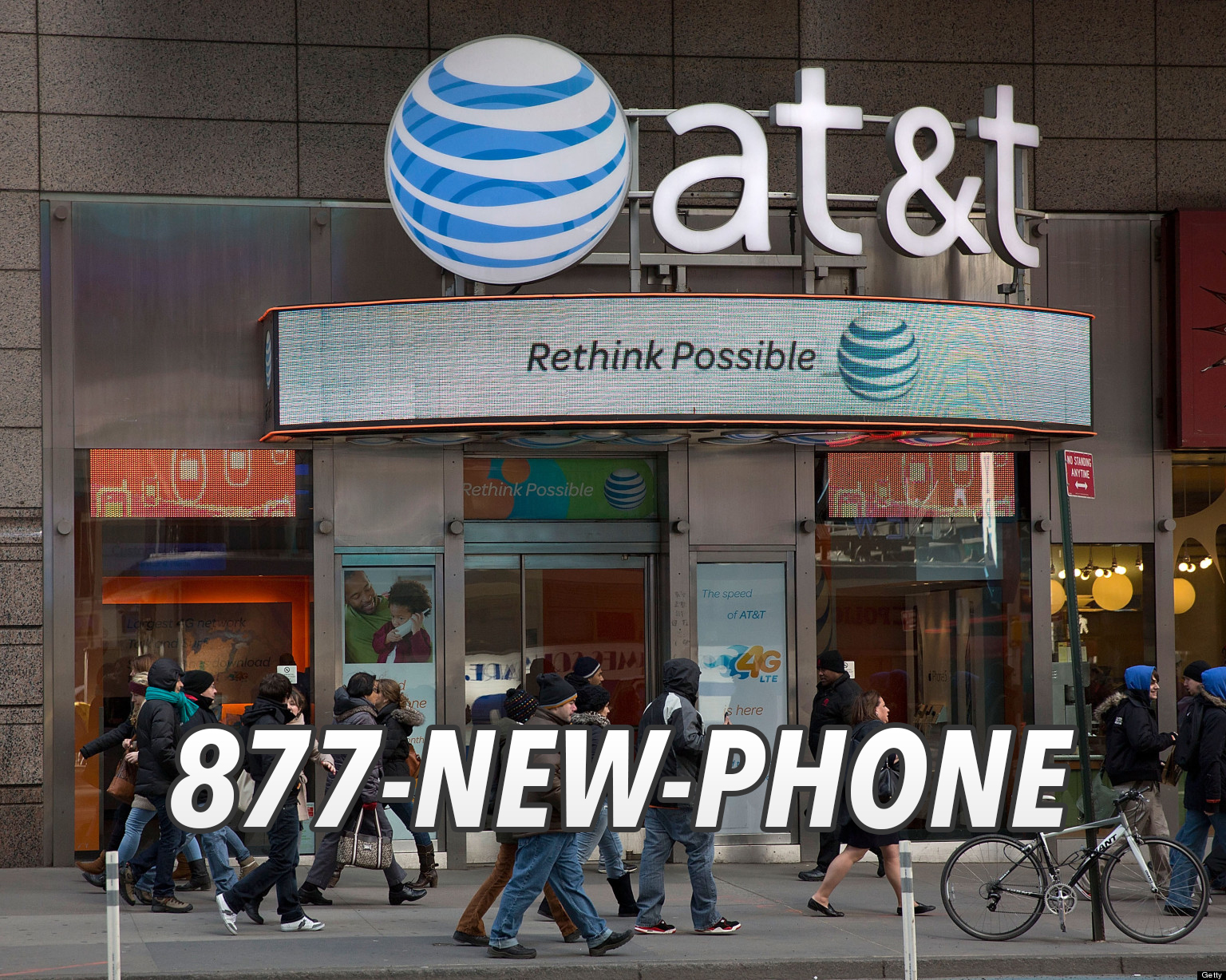 AT&T Building front using 1-877-NEW-PHONE