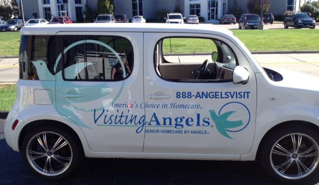 Visiting Angels car using 1-888-ANGELS-VISIT