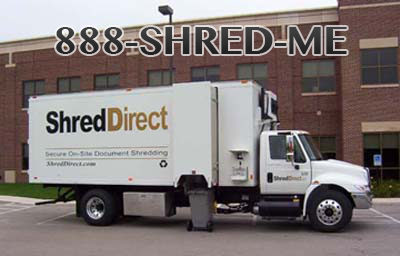 Shred Direct van using 1-888-SHRED-ME